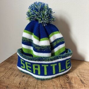 Seattle Seahawks colors green and blue knit beanie, see pictures for measurement